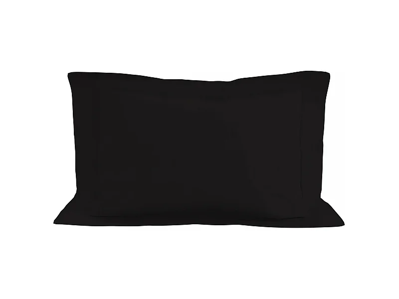 Taie d'oreiller en coton 57 fils 50x70 cm UNI noir, par Soleil d'ocre