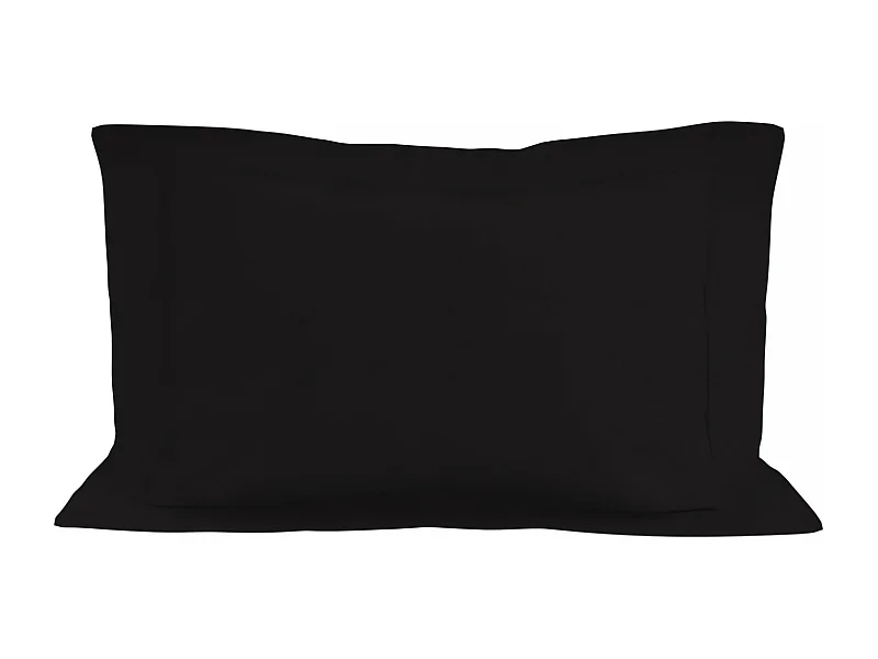 Taie d'oreiller en coton 57 fils 50x70 cm UNI noir, par Soleil d'ocre
