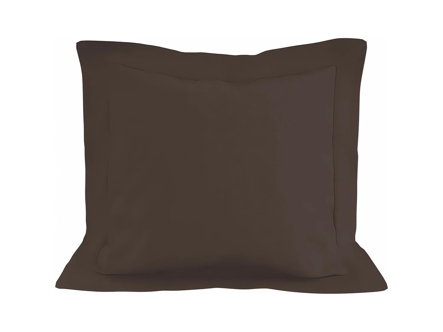 Taie d'oreiller en coton 57 fils 63x63 cm UNI brun, par Soleil d'ocre