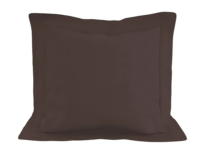 Taie d'oreiller en coton 57 fils 63x63 cm UNI brun, par Soleil d'ocre