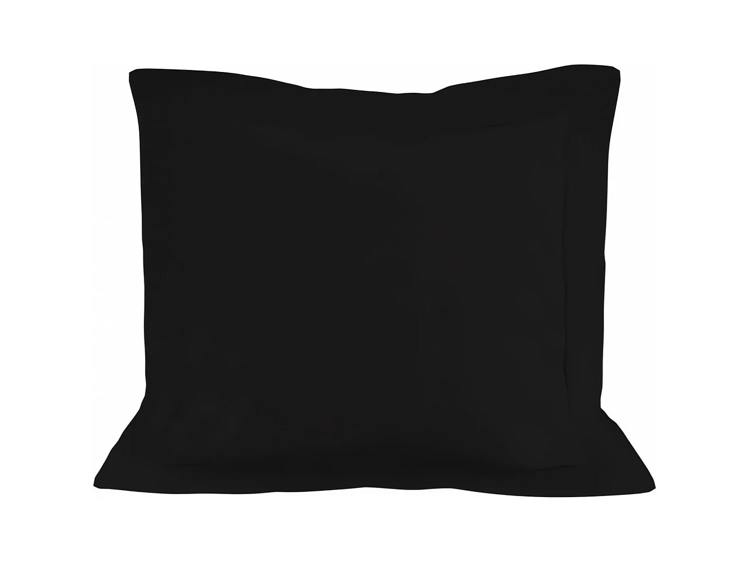 Taie d'oreiller en coton 57 fils 63x63 cm UNI noir, par Soleil d'ocre