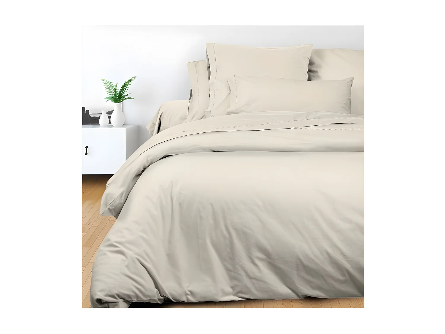 Funda de almohada americana de algodón percal 50x75 cm CAMILLE crudo, por Songe de Camille