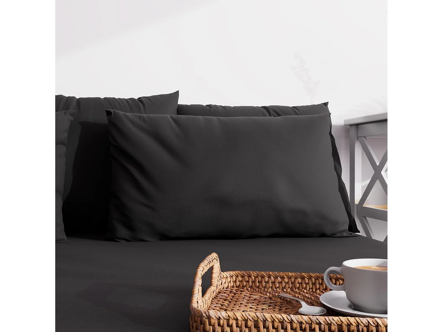 Funda de almohada lisa 63x63 cm ZZZ negro