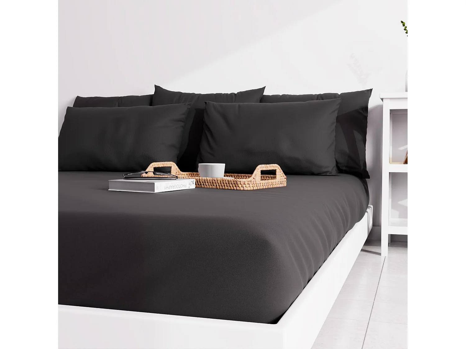 Taie d'oreiller unie 50x70 cm ZZZ noir