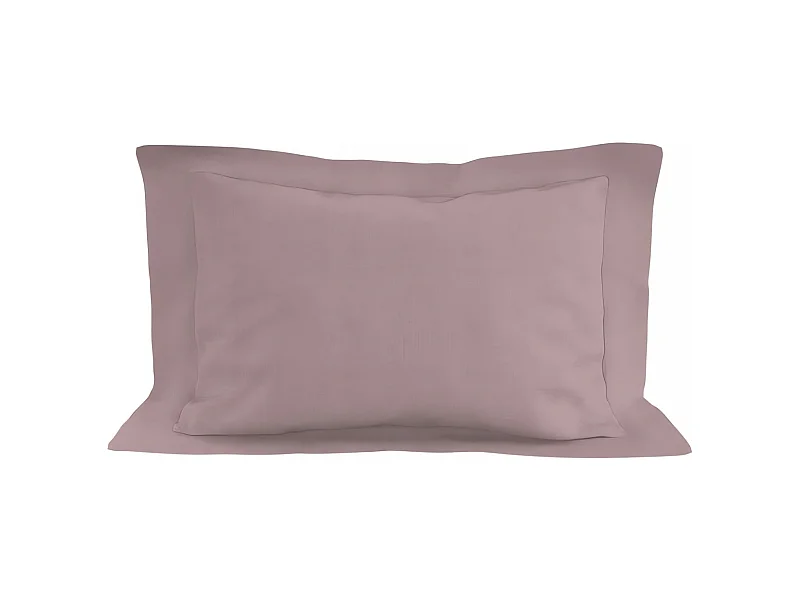 Taie d'oreiller en coton 57 fils 50x70 cm UNI vieux rose, par Soleil d'ocre