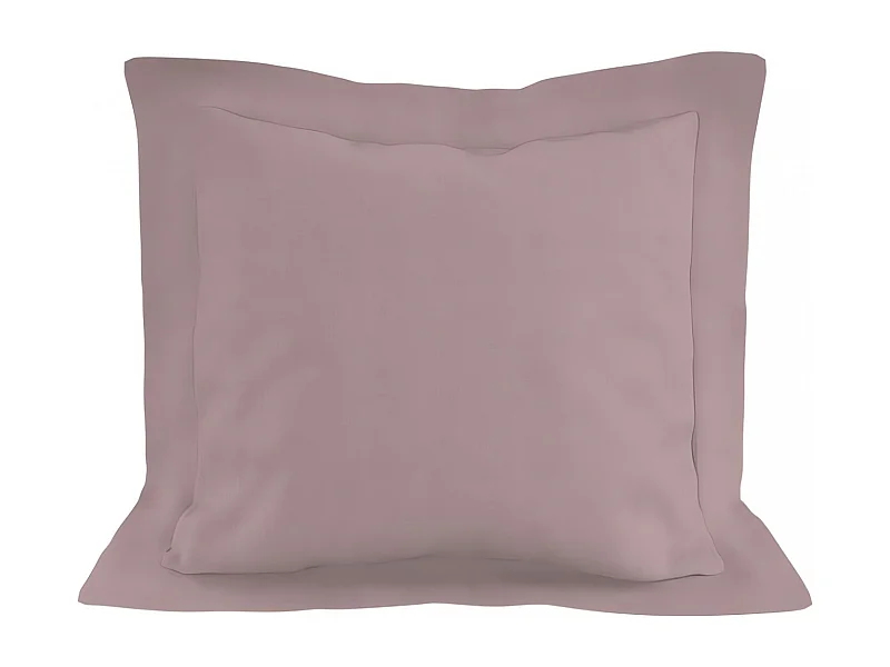 Taie d'oreiller en coton 57 fils 63x63 cm UNI vieux rose, par Soleil d'ocre