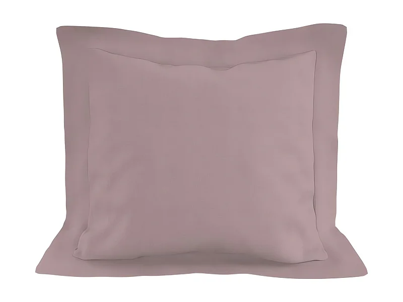 Taie d'oreiller en coton 57 fils 63x63 cm UNI vieux rose, par Soleil d'ocre