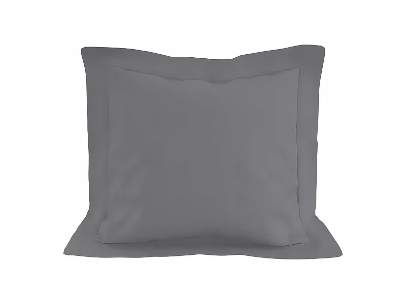 Taie d'oreiller en coton 57 fils 63x63 cm UNI gris, par Soleil d'ocre
