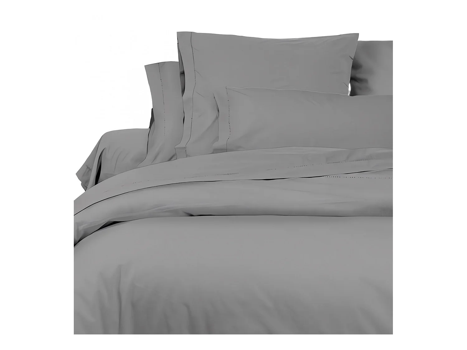 Taie d'oreiller en coton percale 65x65 cm CAMILLE gris, par songe de camille