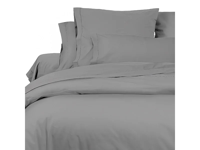 Taie d'oreiller en coton percale 65x65 cm CAMILLE gris, par songe de camille