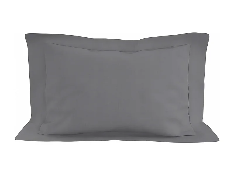 Taie d'oreiller en coton 57 fils 50x70 cm UNI gris, par Soleil d'ocre
