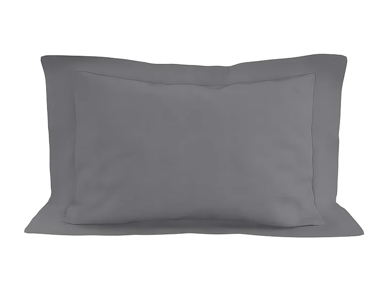 Taie d'oreiller en coton 57 fils 50x70 cm UNI gris, par Soleil d'ocre