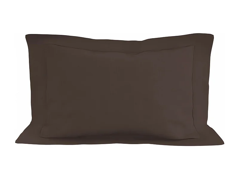 Taie d'oreiller en coton 57 fils 50x70 cm UNI brun, par Soleil d'ocre