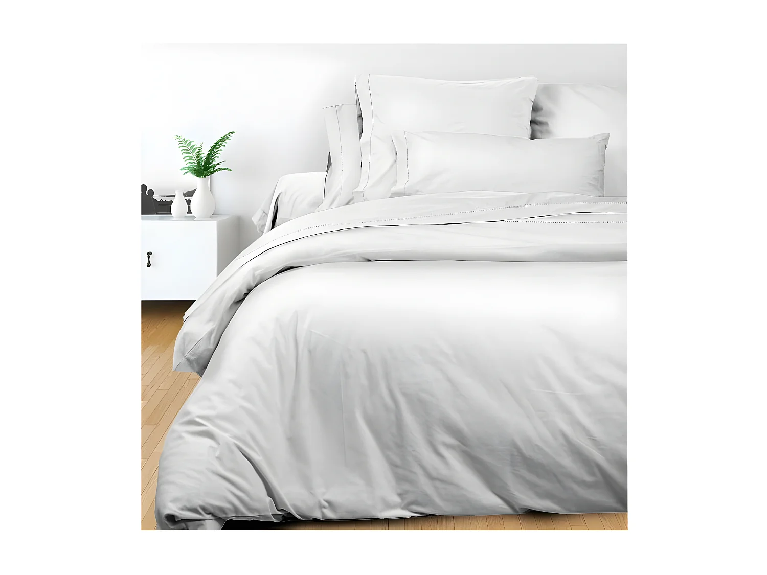 Taie d'oreiller américaine en coton percale 50x75 cm CAMILLE blanc, par songe de camille