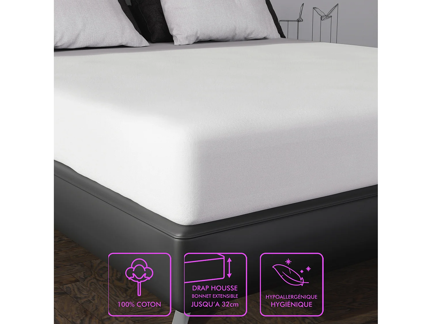 Funda de almohada de algodón protector 60x60 cm FRANELA