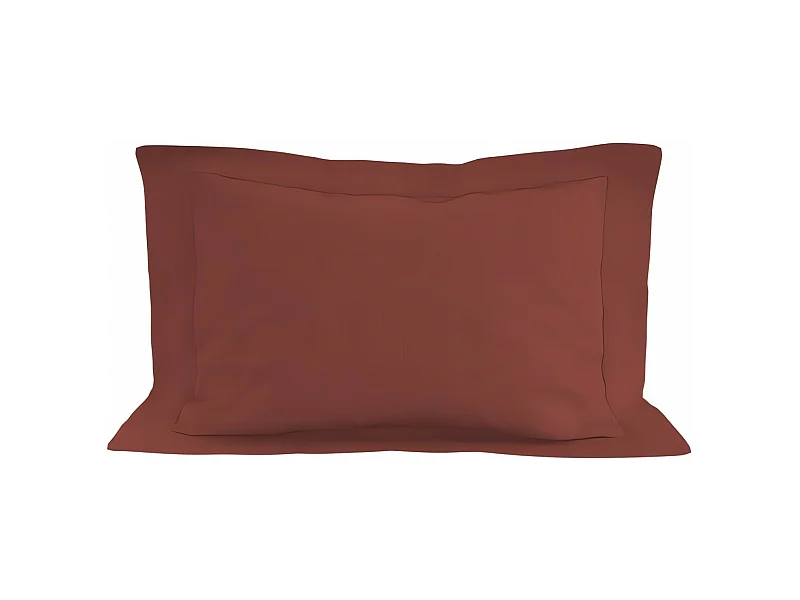 Taie d'oreiller en coton 57 fils 50x70 cm UNI brique, par Soleil d'ocre