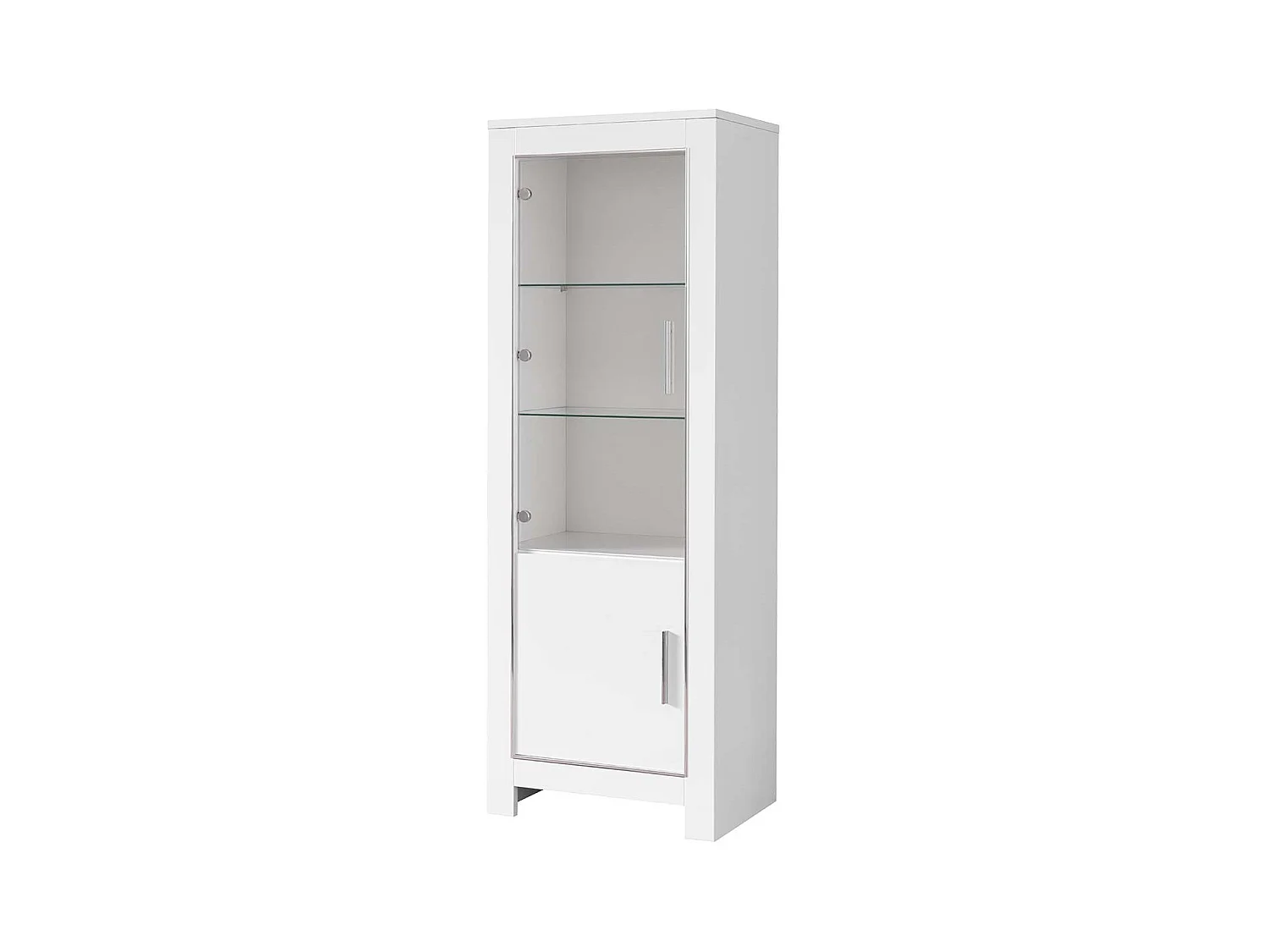 DENAE - Vitrine Gauche Laquée Blanc Brillant avec Eclairage Led