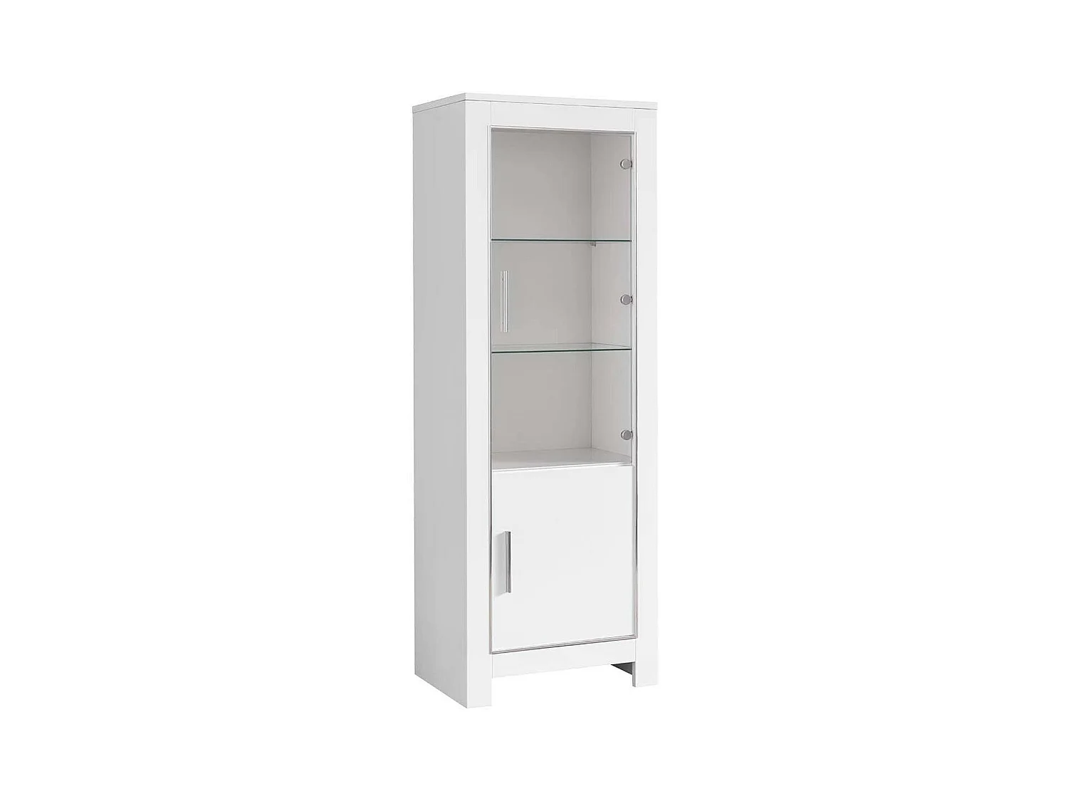 DENAE - Vitrine Droite Laquée Blanc Brillant avec Eclairage Led
