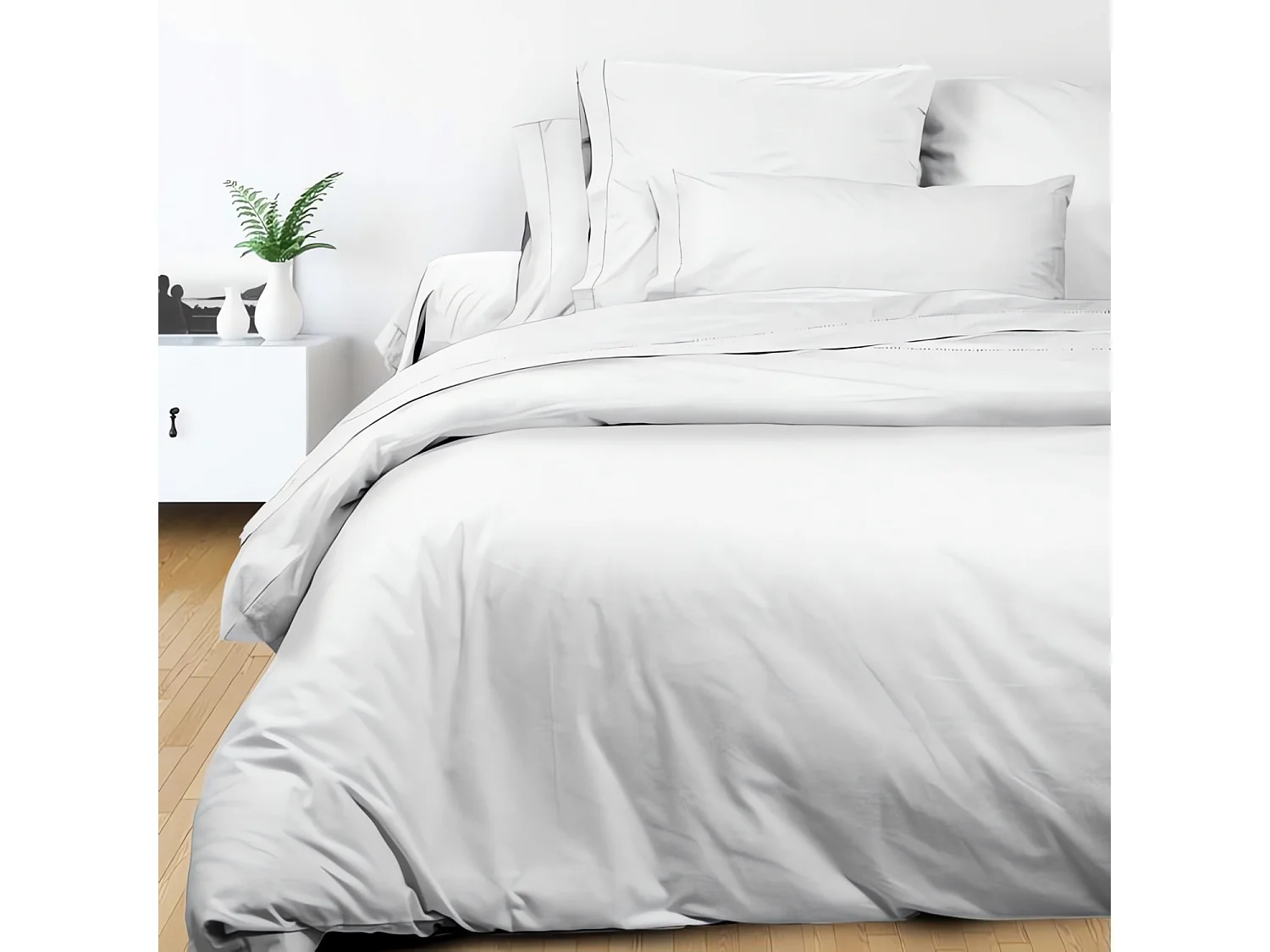 Taie de traversin en coton 45x185 cm PERCALE blanc, par Soleil d'ocre