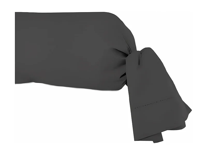 Taie de traversin en coton 45x185 cm PERCALE anthracite, par Soleil d'ocre