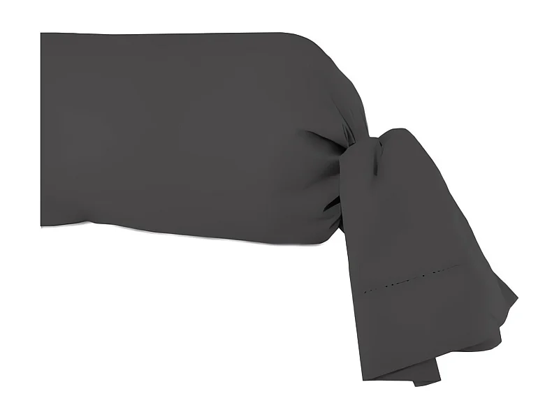 Taie de traversin en coton 45x185 cm PERCALE anthracite, par Soleil d'ocre