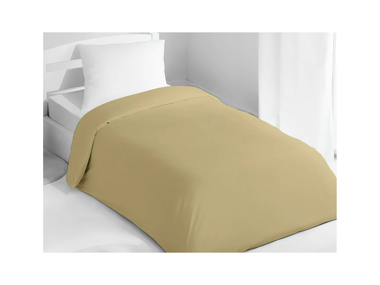 Housse de couette 140x200 cm coton uni beige