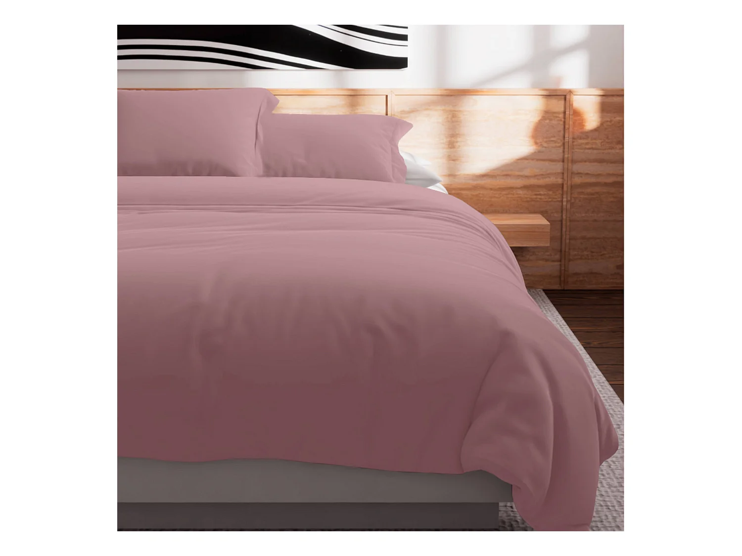 Housse de couette en coton 57 fils 240x220 cm UNI vieux rose, par Soleil d'Ocre