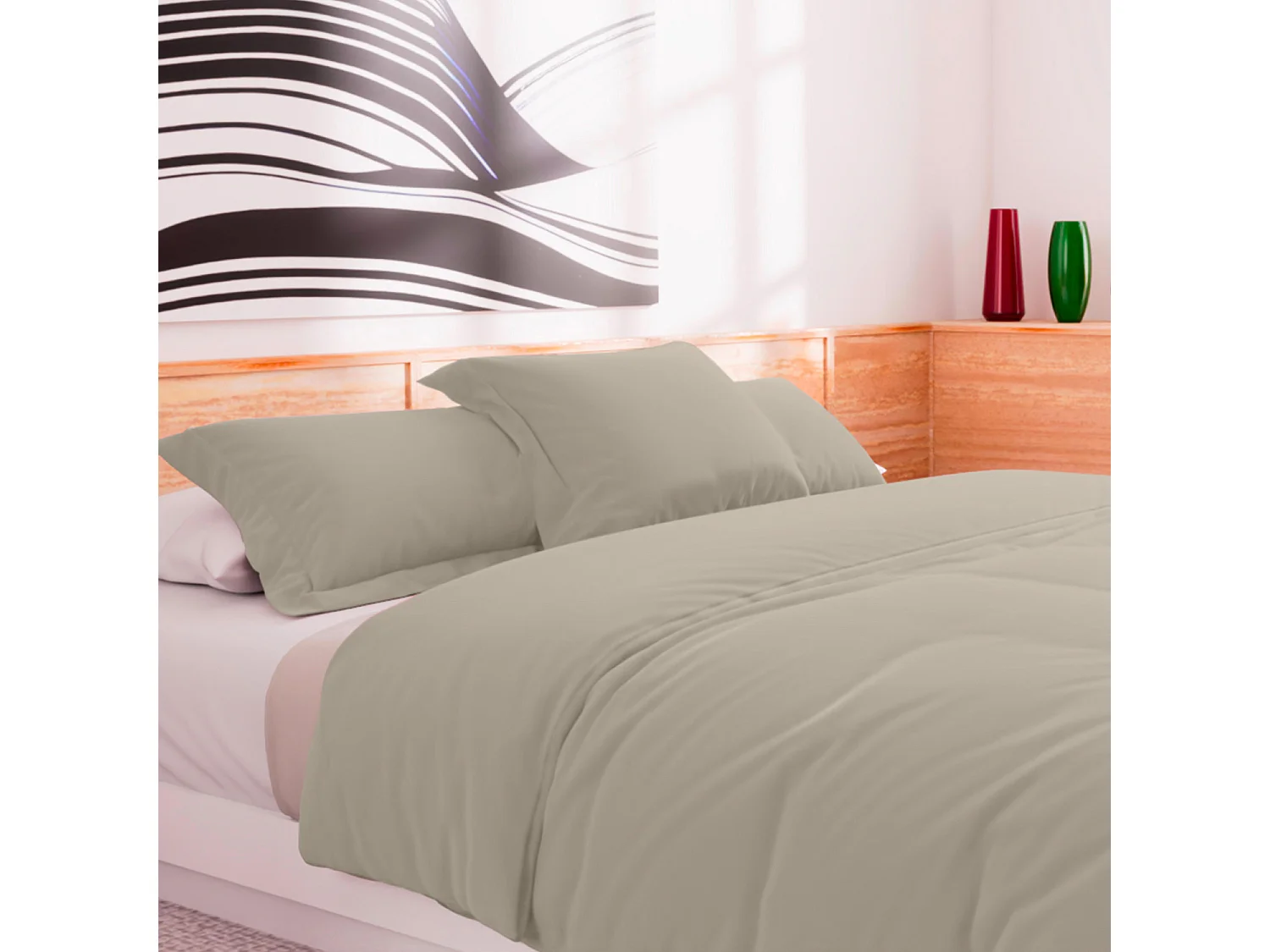 Housse de couette en coton 57 fils 240x220 cm UNI lin, par Soleil d'Ocre