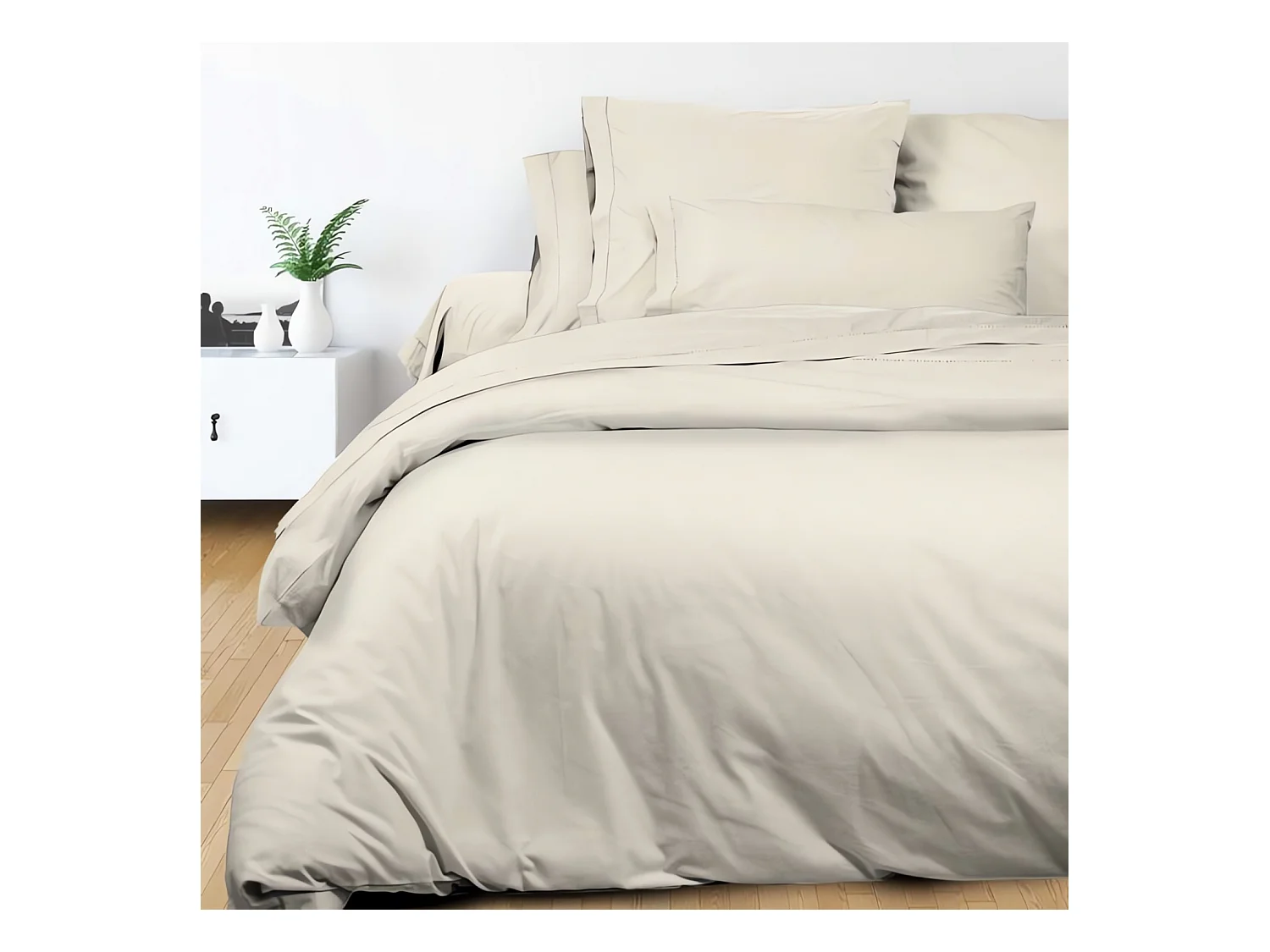 Housse de couette en coton 240x220 cm PERCALE ecru, par Soleil d'ocre