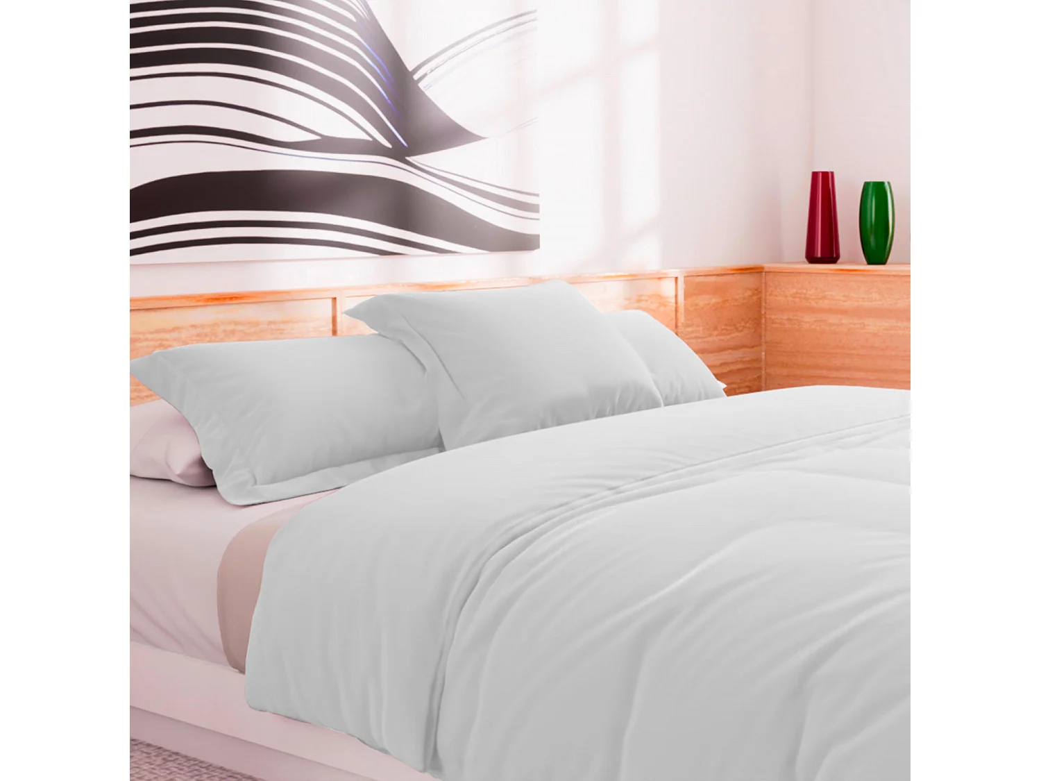 Housse de couette en coton 57 fils 240x220 cm UNI blanc, par Soleil d'Ocre