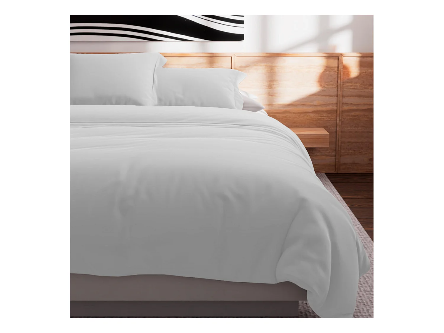 Housse de couette en coton 57 fils 240x220 cm UNI blanc, par Soleil d'Ocre