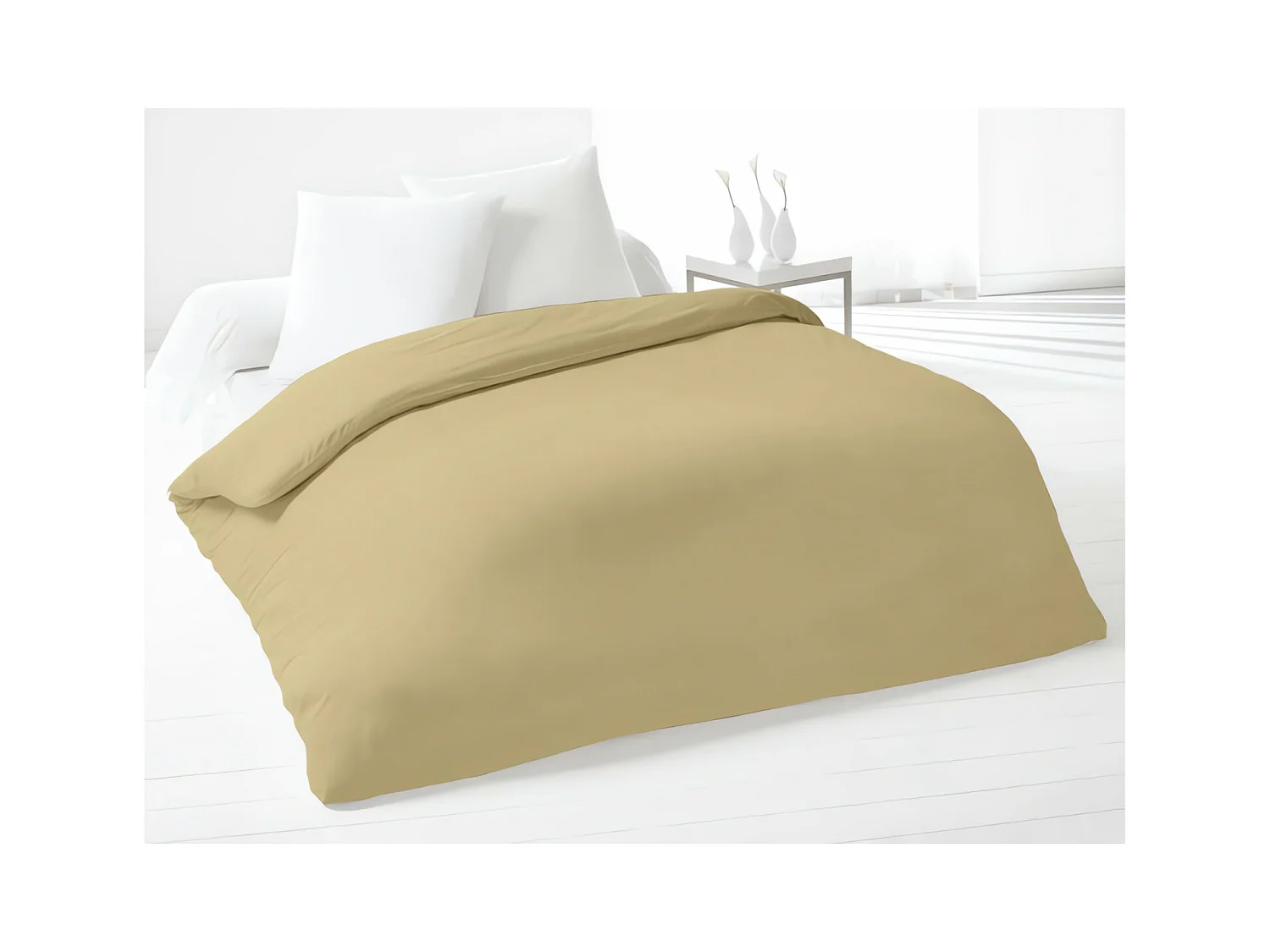 Housse de couette 220x240 cm coton uni beige