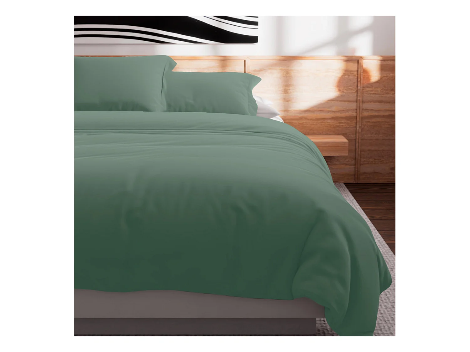 Housse de couette en coton 57 fils 240x220 cm Uni vert eau, par Soleil d'Ocre