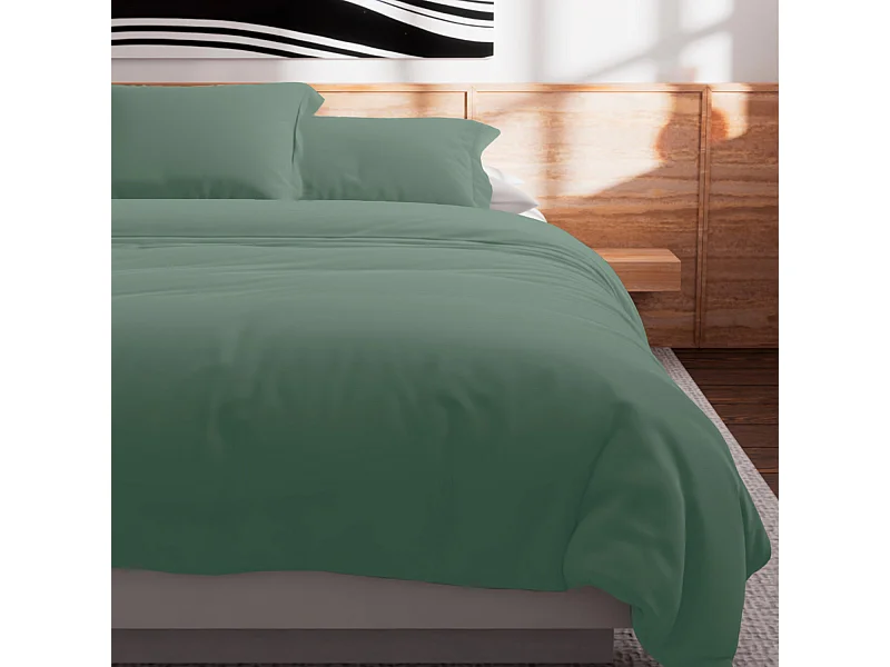 Housse de couette en coton 57 fils 240x220 cm Uni vert eau, par Soleil d'Ocre