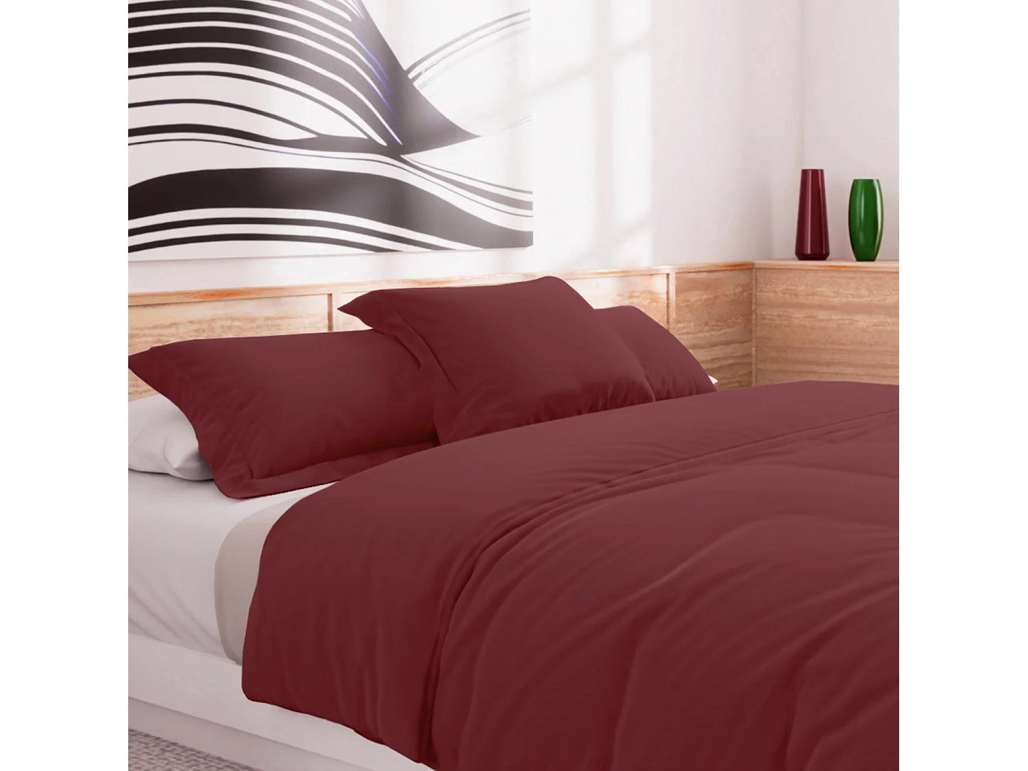 Housse de couette en coton 57 fils 240x220 cm Uni brique, par Soleil d'Ocre