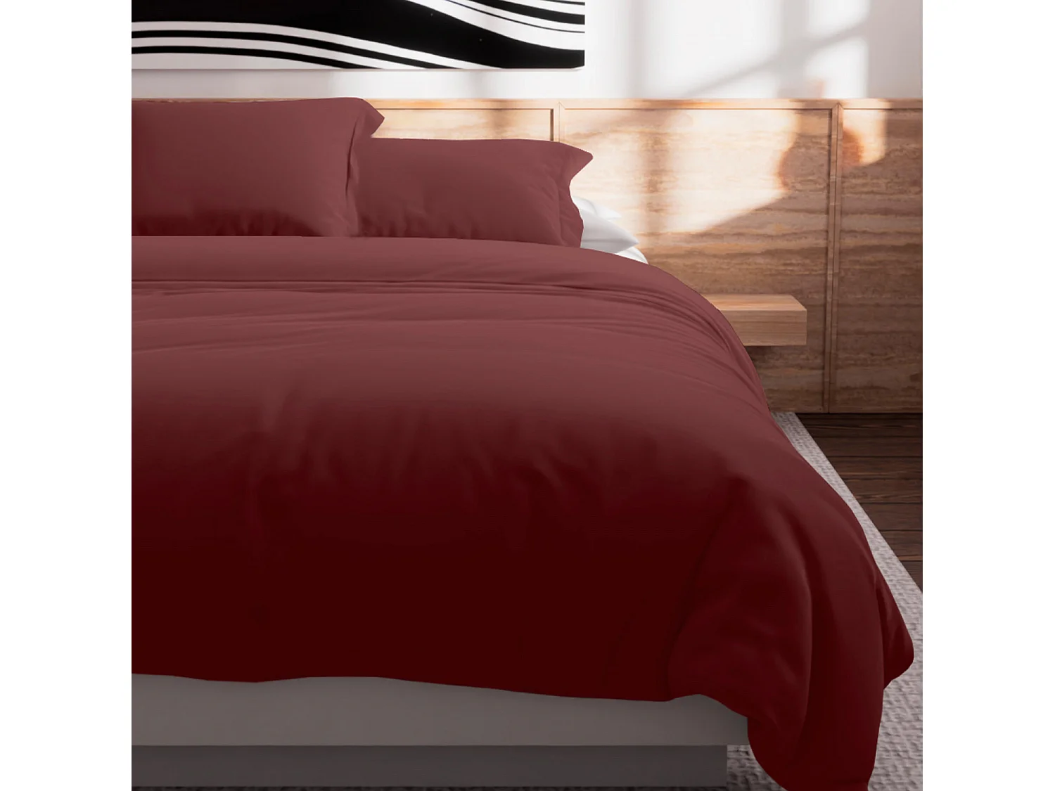 Housse de couette en coton 57 fils 240x220 cm Uni brique, par Soleil d'Ocre