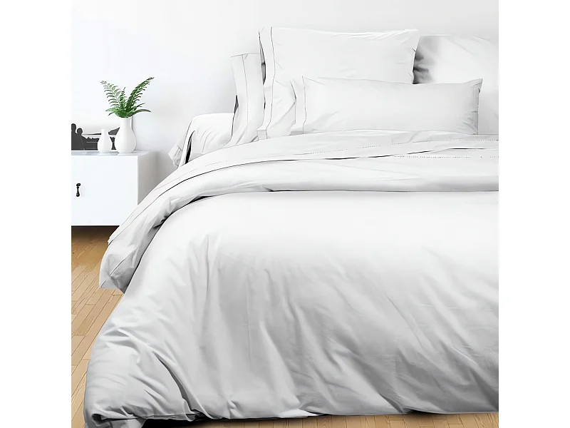 Housse de couette en coton 240x220 cm PERCALE blanc, par Soleil d'ocre