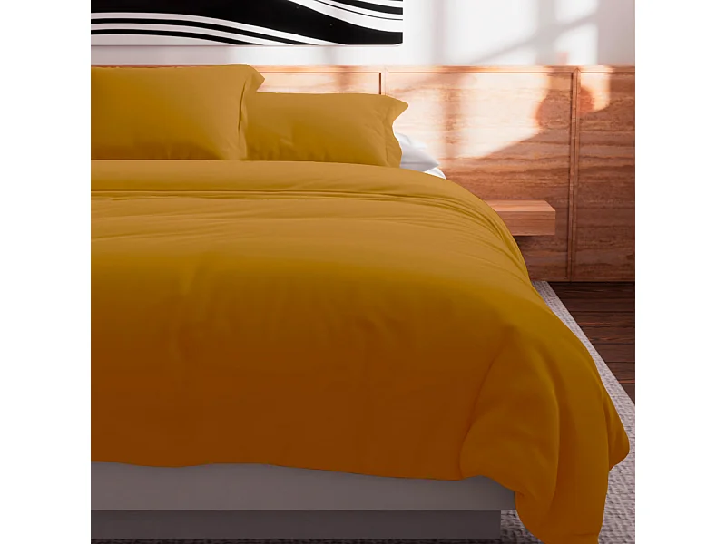 Funda nórdica de algodón de 57 hilos 240x220 cm UNI mostaza, de Soleil d'Ocre