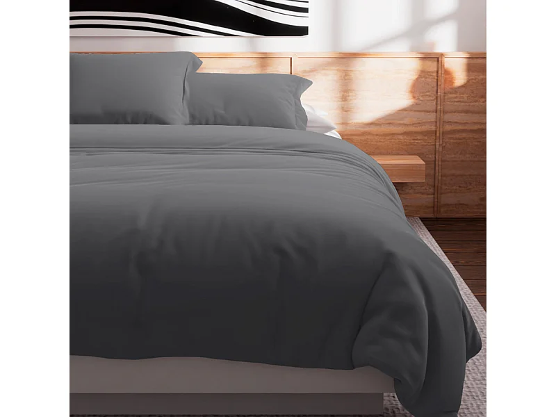 Funda nórdica de algodón 57 hilos 240x220 cm UNI gris, de Soleil d'Ocre