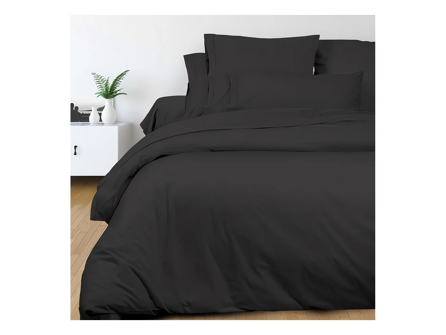 Funda nórdica de algodón 240x220 cm PERCALE antracita