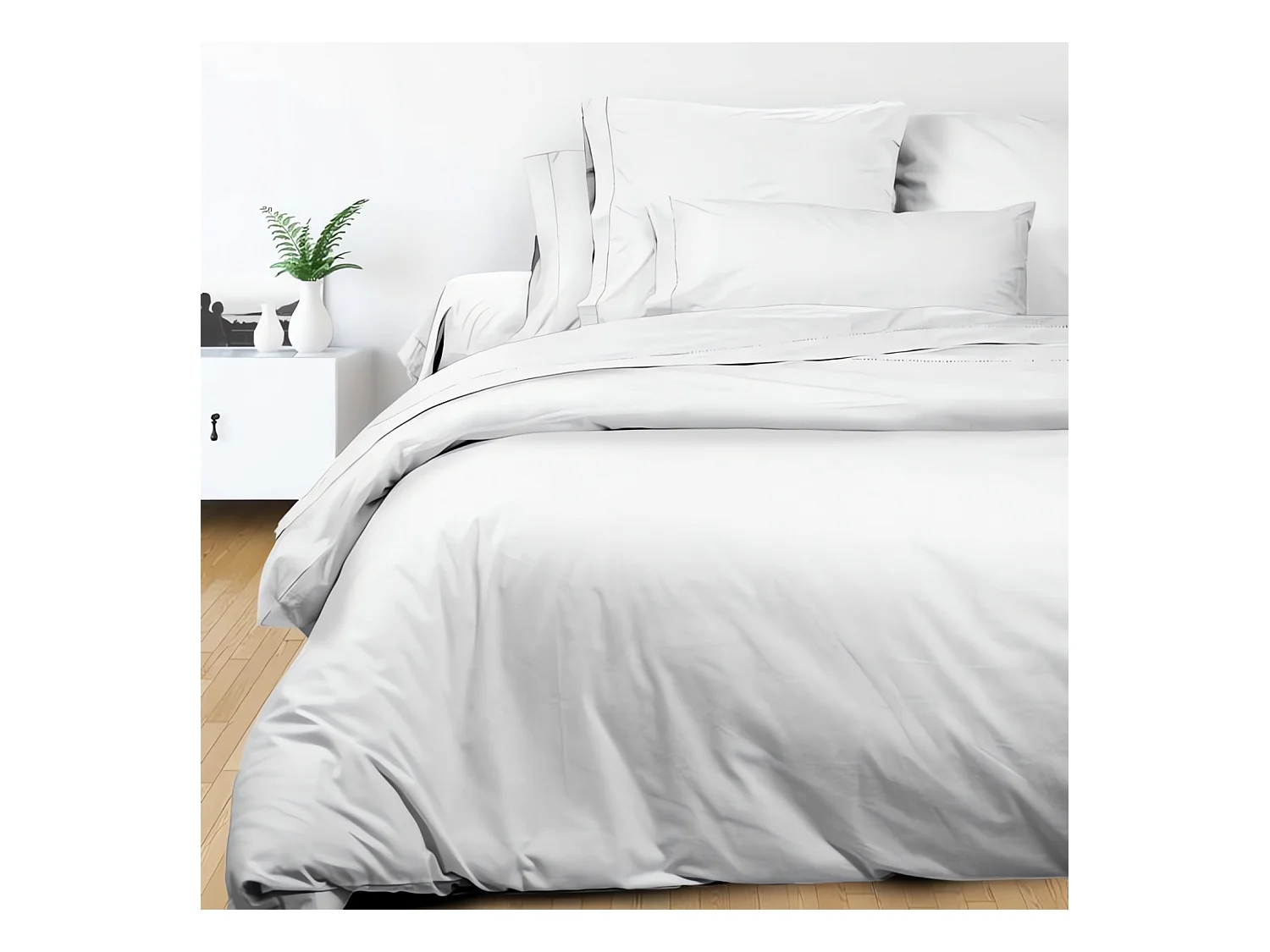 Housse de couette en coton 260x240 cm PERCALE blanc, par Soleil d'ocre