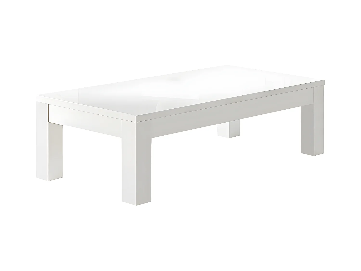 DEYTON - Table Basse L138cm Laquée Blanc Brillant