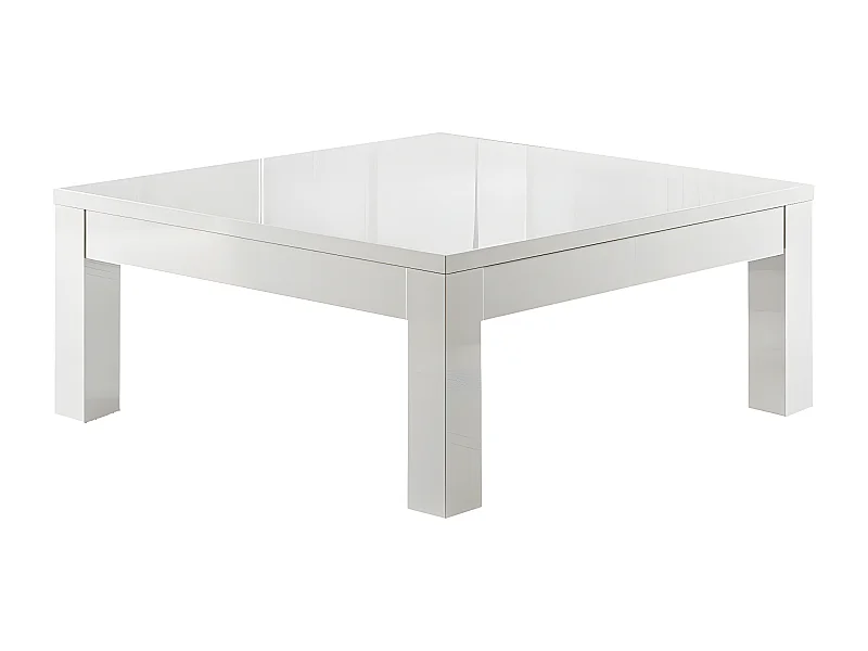 DEYTON - Table Basse Carrée 100cm Laquée Blanc Brillant