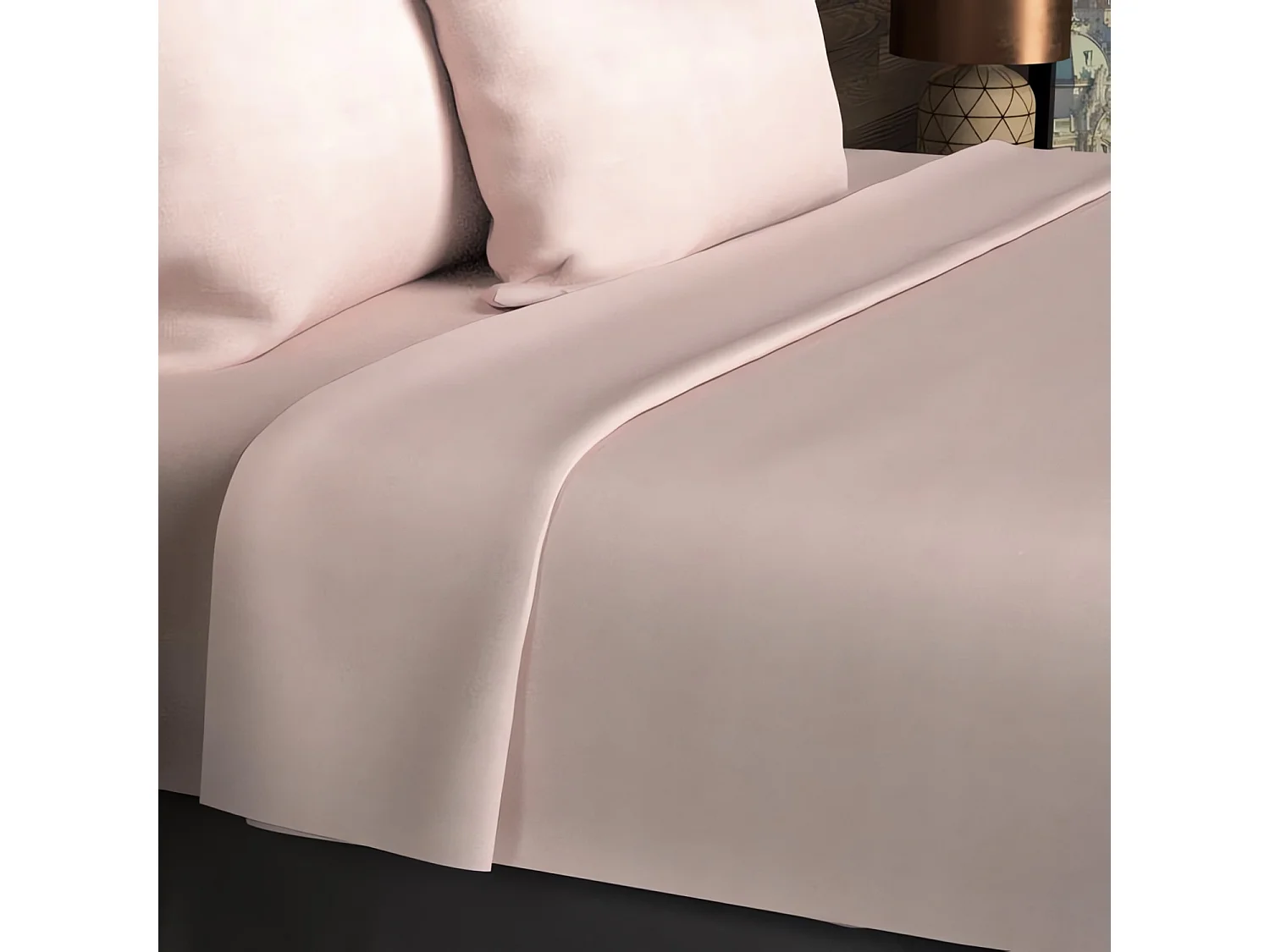 Drap plat 240x290 cm en coton 57 Fils SOLEIL D'OCRE rose