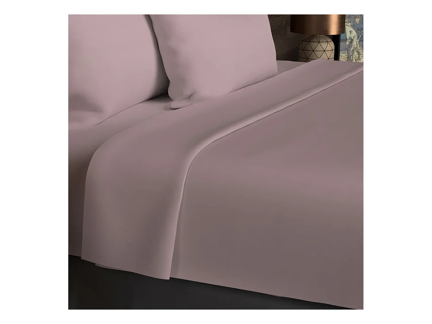 Drap plat en coton 57 fils 180x290 cm UNI vieux rose, par Soleil d'ocre