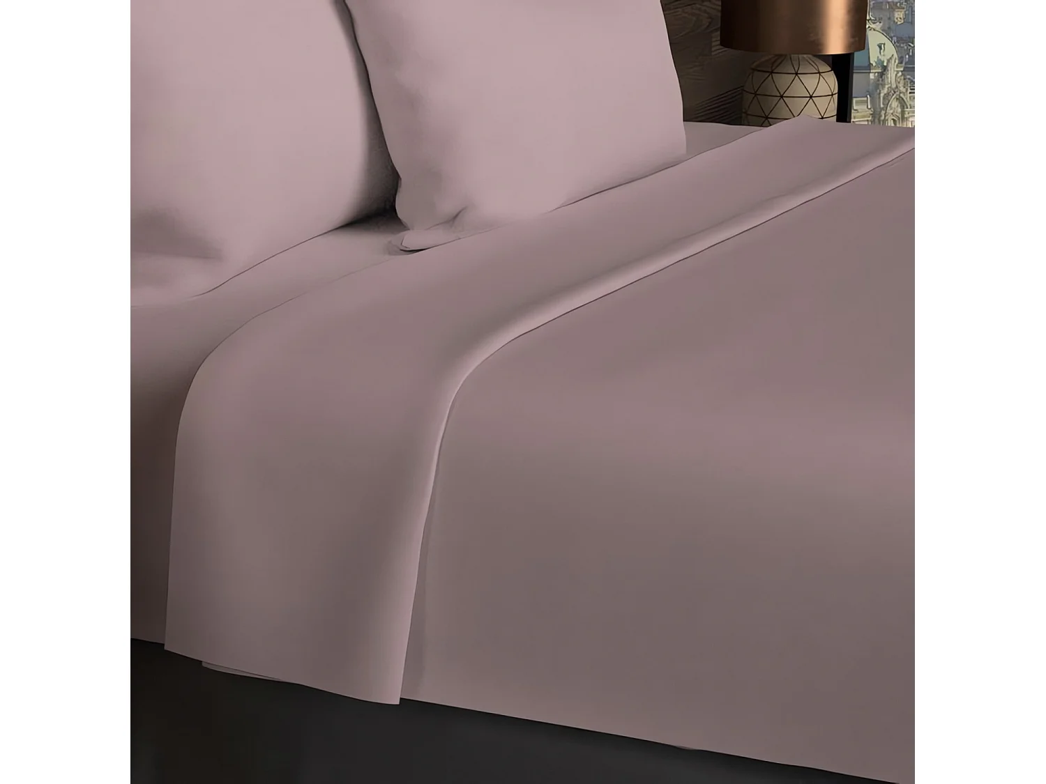 Drap plat en coton 57 fils 180x290 cm UNI vieux rose, par Soleil d'ocre