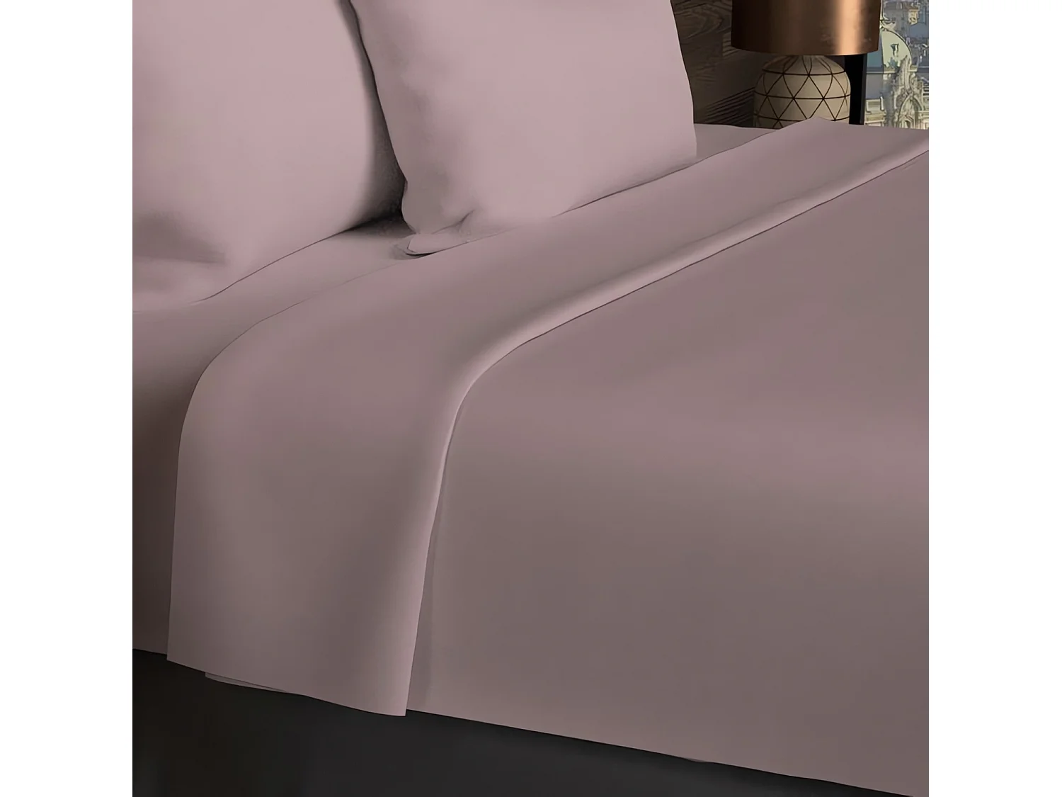 Drap plat en coton 57 fils 180x290 cm UNI vieux rose, par Soleil d'ocre