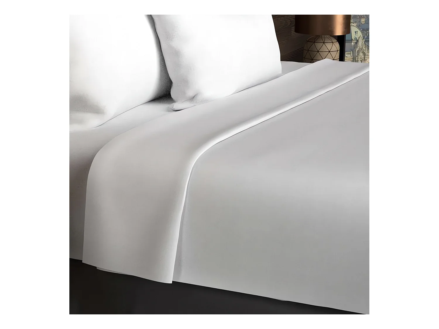 Drap plat en coton 57 fils 180x290 cm UNI blanc, par Soleil d'ocre