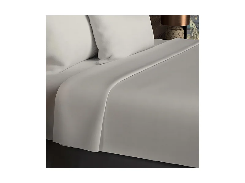 Drap plat en coton 57 fils 180x290 cm UNI lin, par Soleil d'ocre