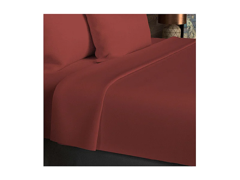 Sábana de algodón 57 hilos 260x300 cm Ladrillo UNI, de Soleil d'ocre